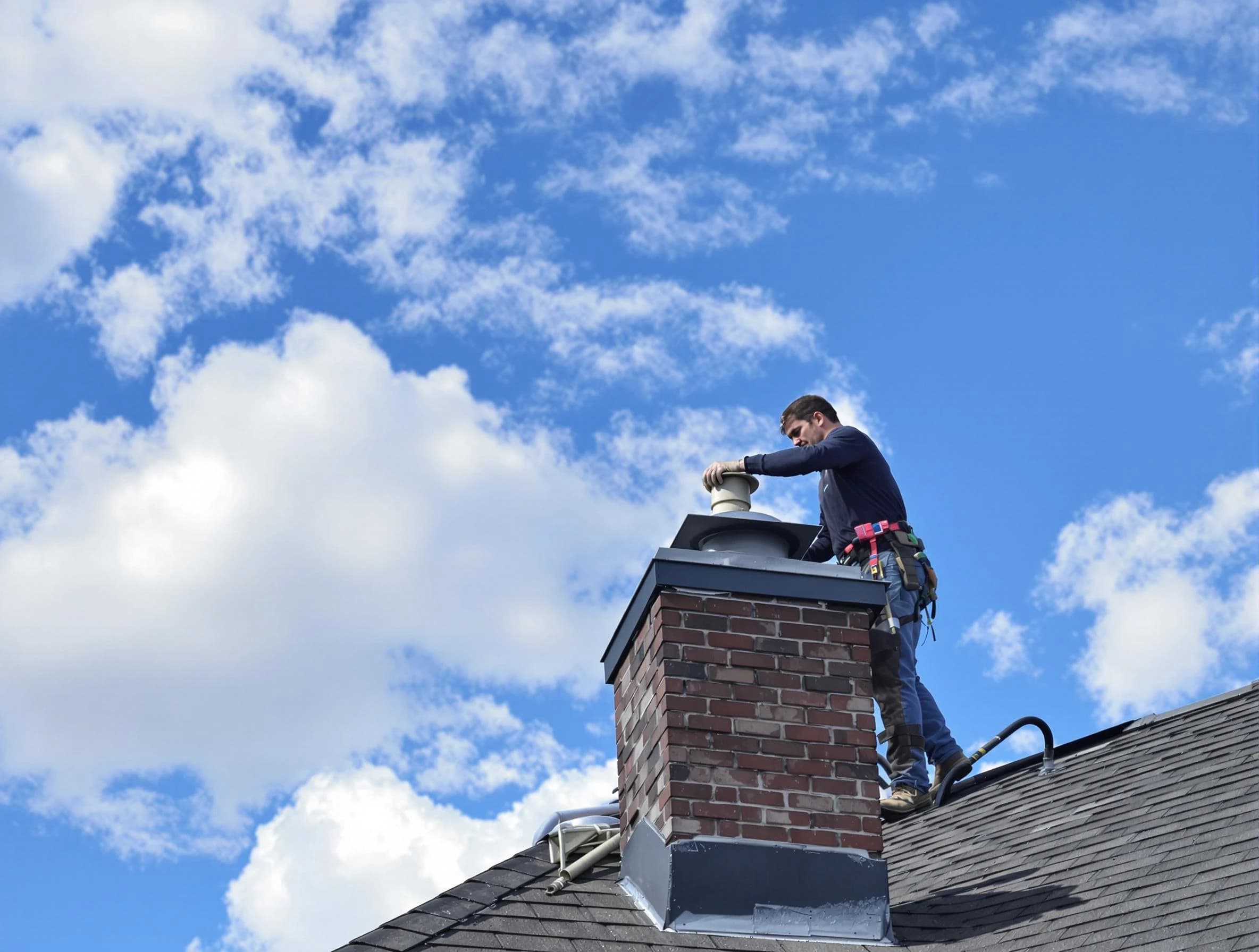 Litchfield Park Chimney Sweep installing a sturdy chimney cap in Litchfield Park, AZ