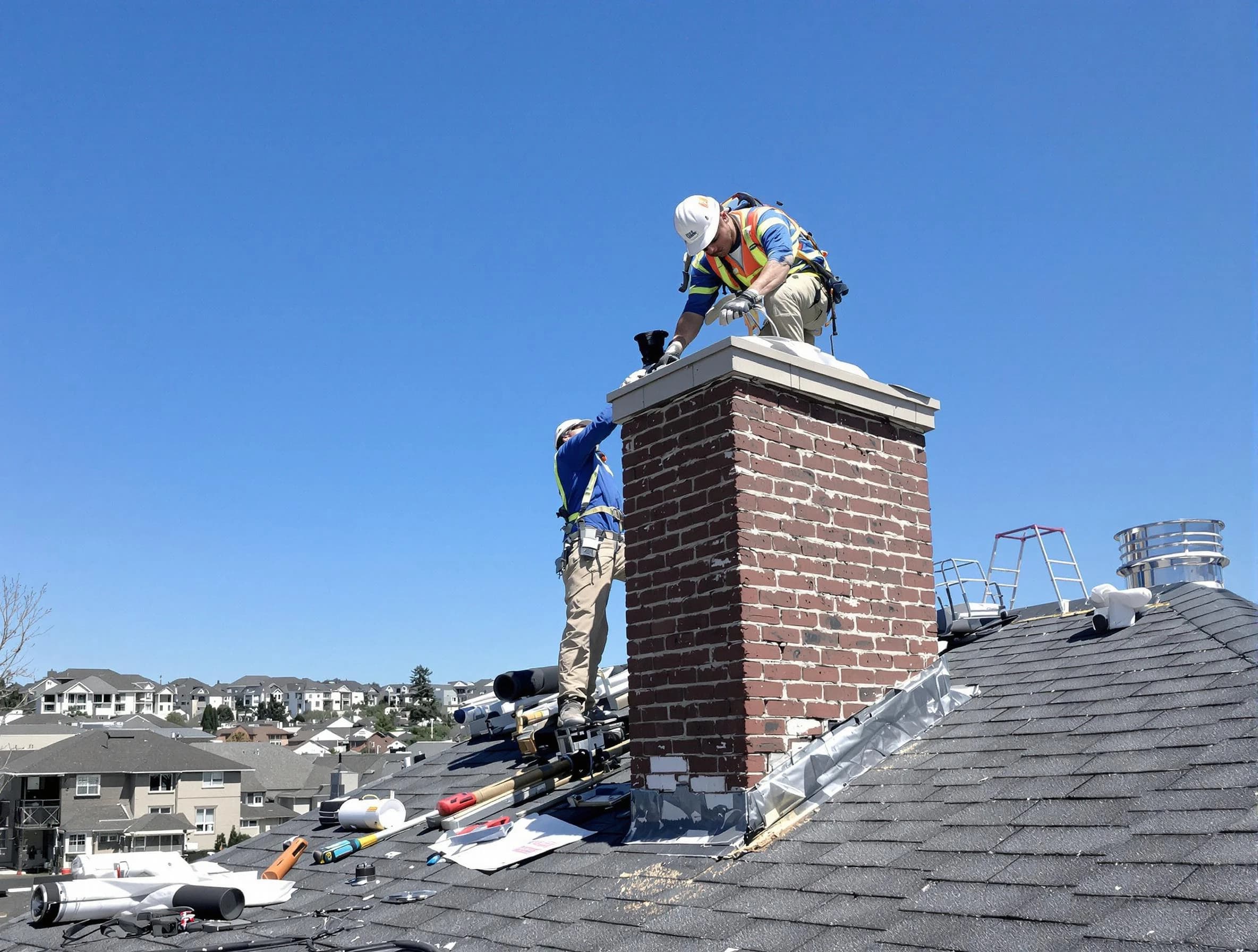 Litchfield Park Chimney Sweep repairing a chimney crown in Litchfield Park, AZ