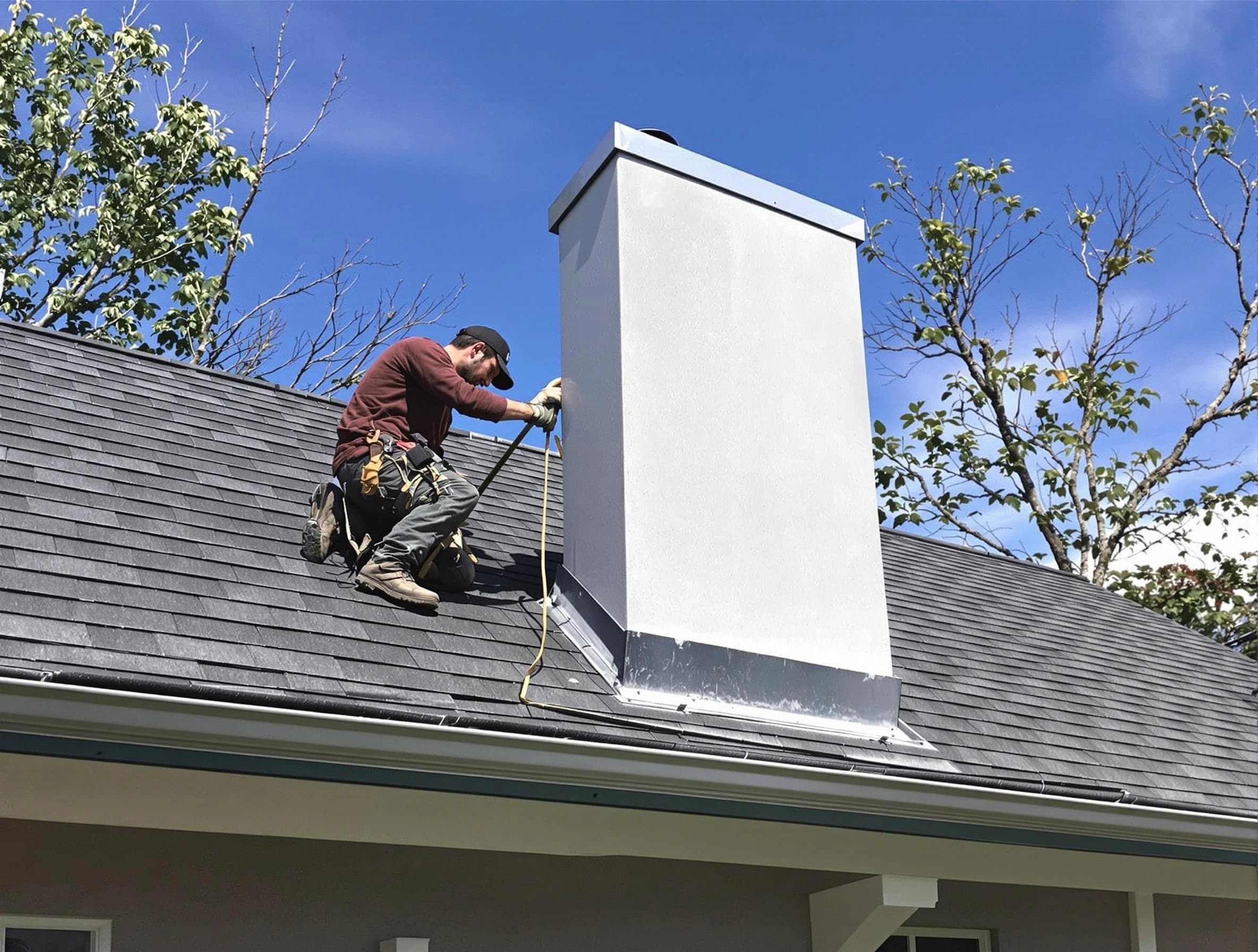 Litchfield Park Chimney Sweep team member finishing chimney construction in Litchfield Park, AZ