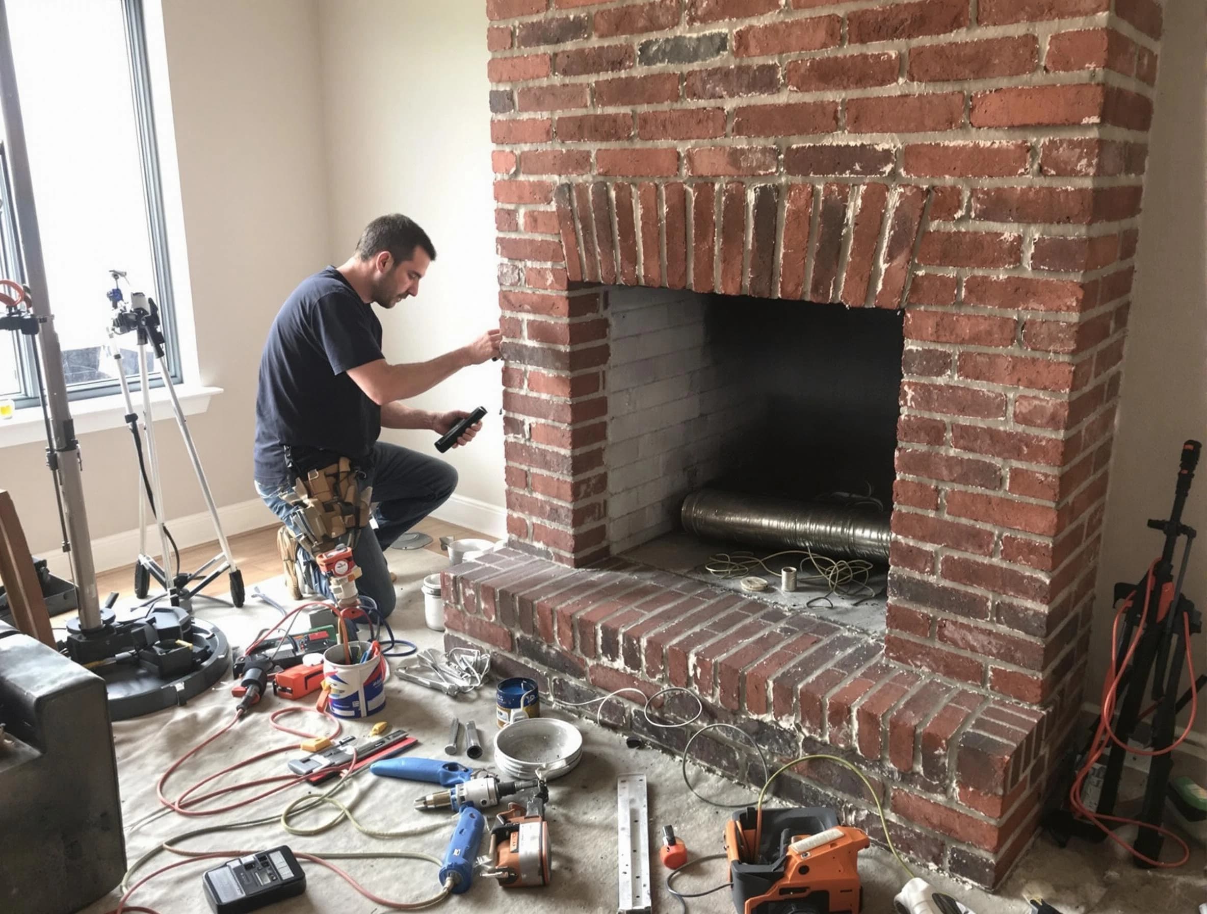 Litchfield Park Chimney Sweep specialist finalizing chimney liner service in Litchfield Park, AZ