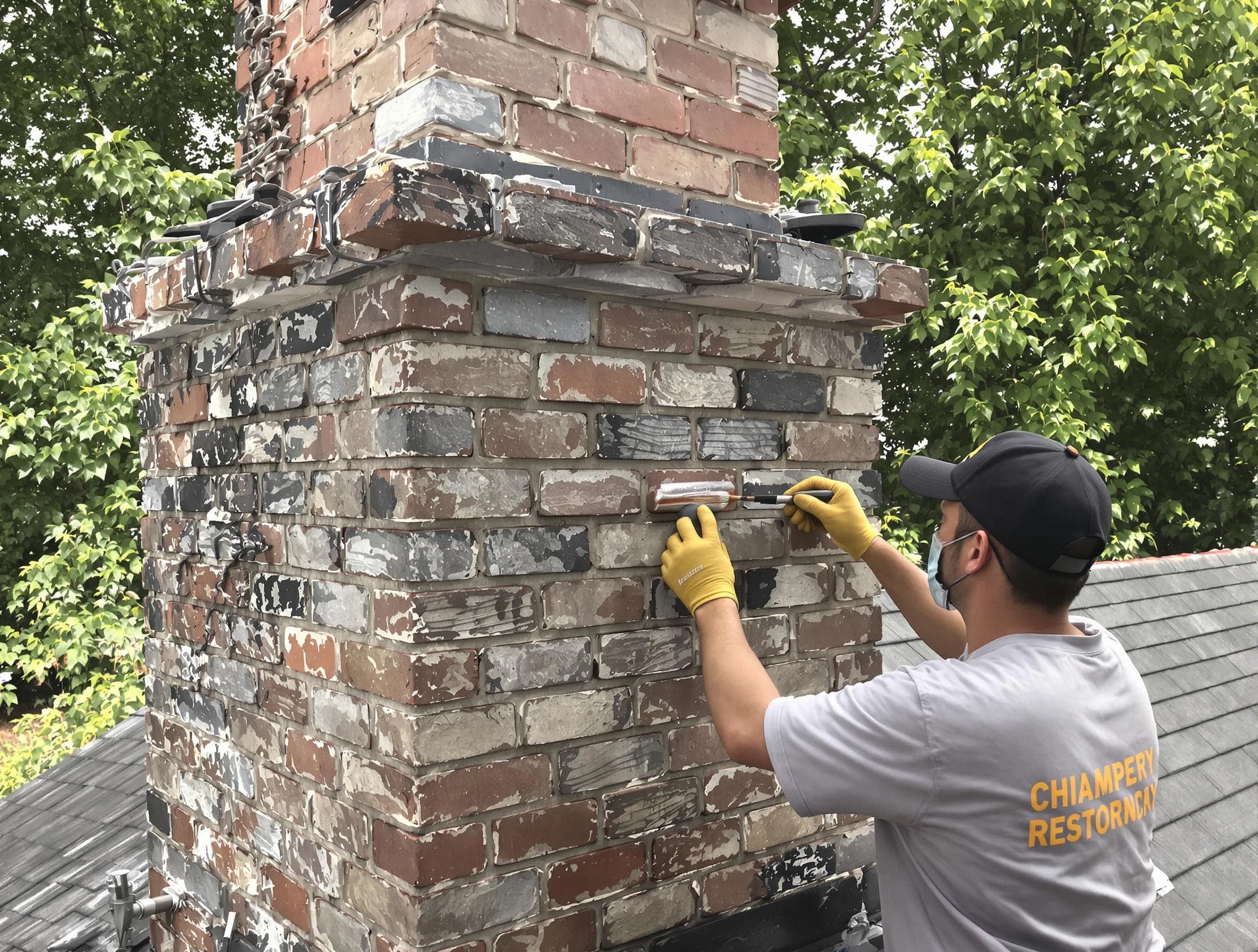 In-progress chimney restoration by Litchfield Park Chimney Sweep in Litchfield Park, AZ