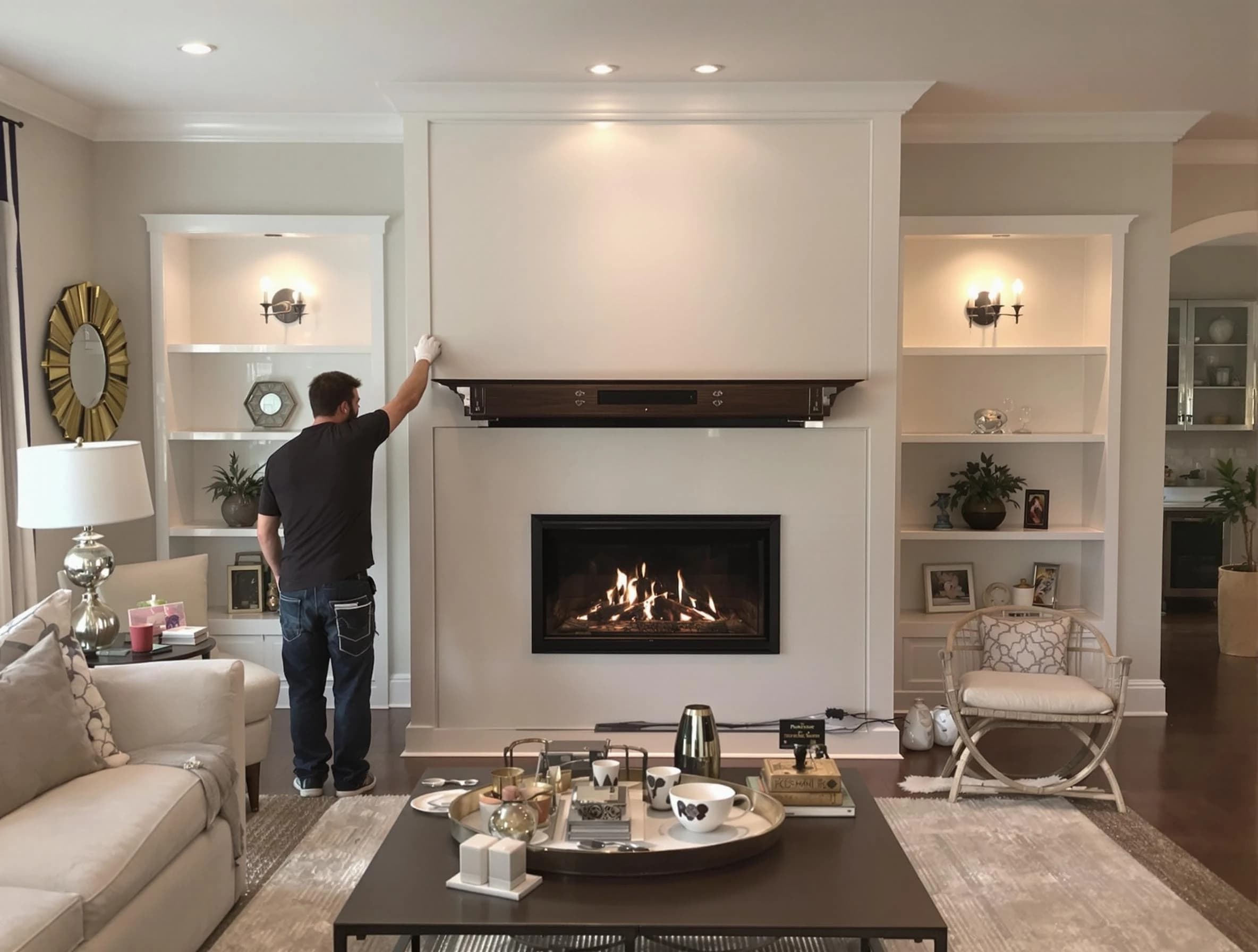 Litchfield Park Chimney Sweep installing a new fireplace in Litchfield Park, AZ